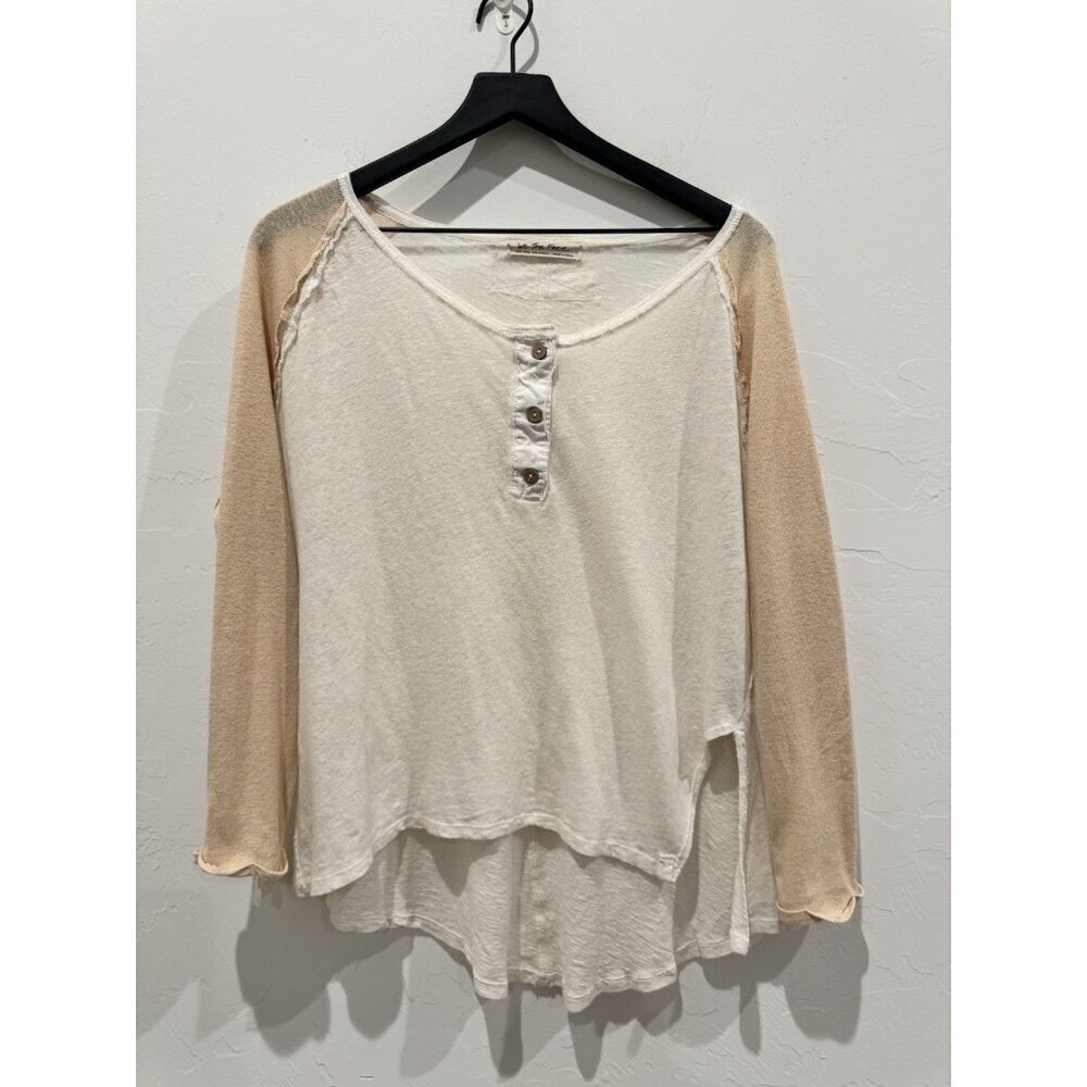 Free People Grand Slam color block henley top in white Size Extra Small - Picture 4 of 12